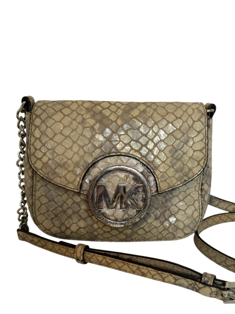 Michael Kors Y2K Vintage Metallic Gold Snake-Effect Crossbody Bag - Picture 2 of 10